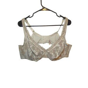 Women’s Nude CACIQUE Bra Size 46D Beige Shear Back Four Hook Eye Wired